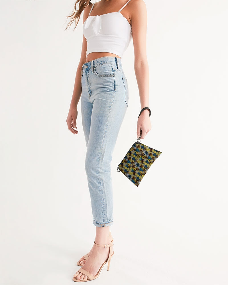 Blue and Yellow Glowing Daisies Wristlet