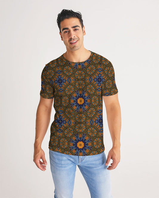 Blue and Yellow Sketch Kaleidoscope  Men's All-Over Print Tee