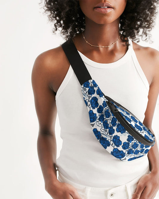 Blue Roses Crossbody Sling Bag