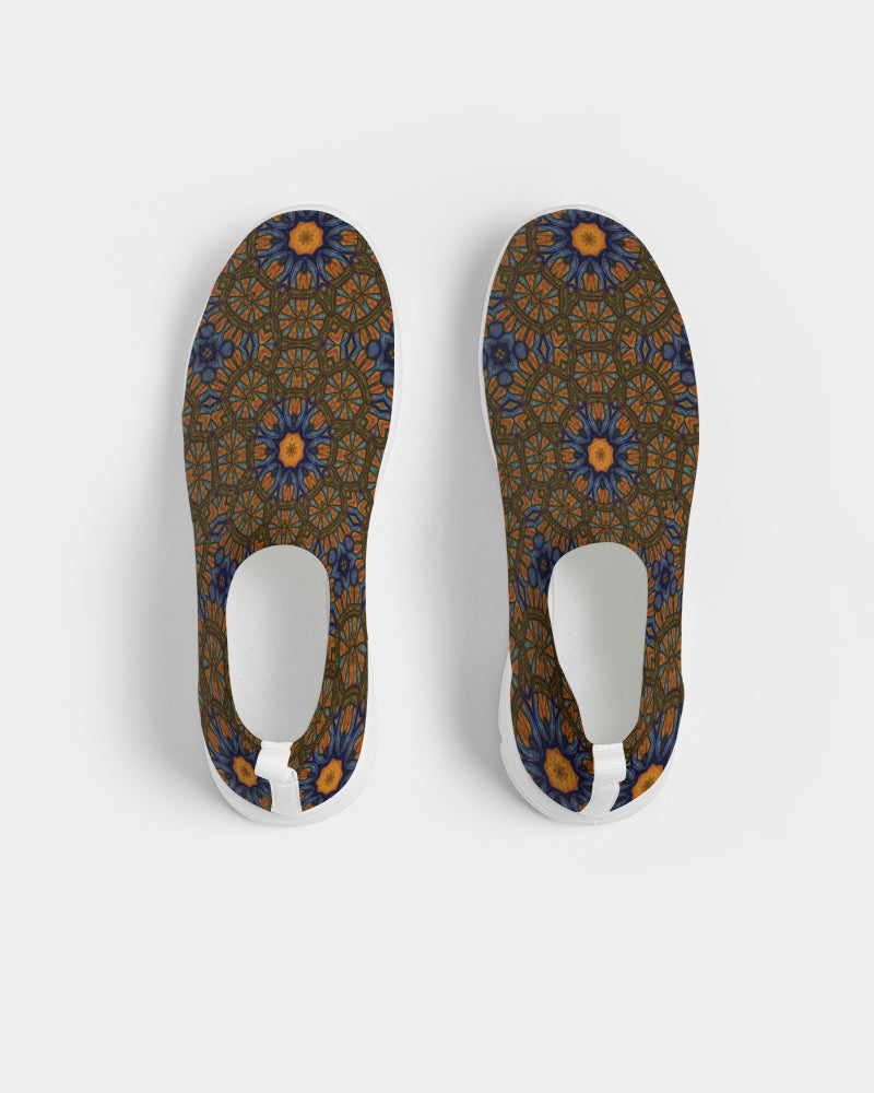 Blue and Yellow Sketch Kaleidoscope  Women's Slip-On Flyknit Shoe