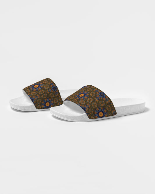 Blue and Yellow Sketch Kaleidoscope  Men's Slide Sandal