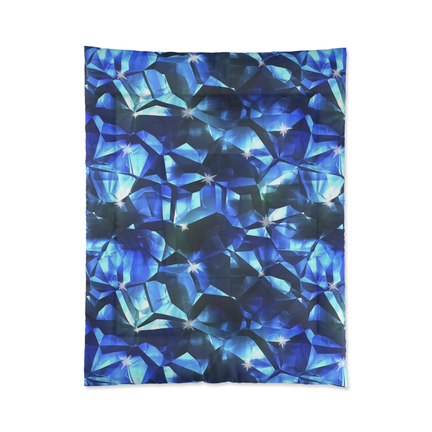 Blue Facet Gem Comforter – Abstract Crystal Pattern Bedding