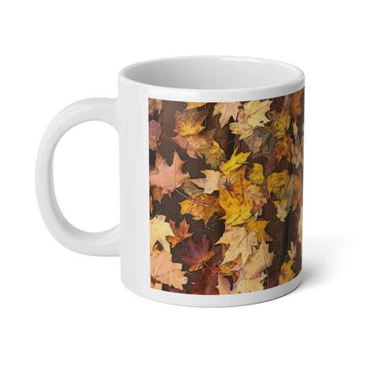 Late October Leaves 3 Jumbo Mug, Nature-Inspired Coffee Cup for Fall, Cozy Hot Drink Vessel, Thanksgiving Gift, Seasonal Decor