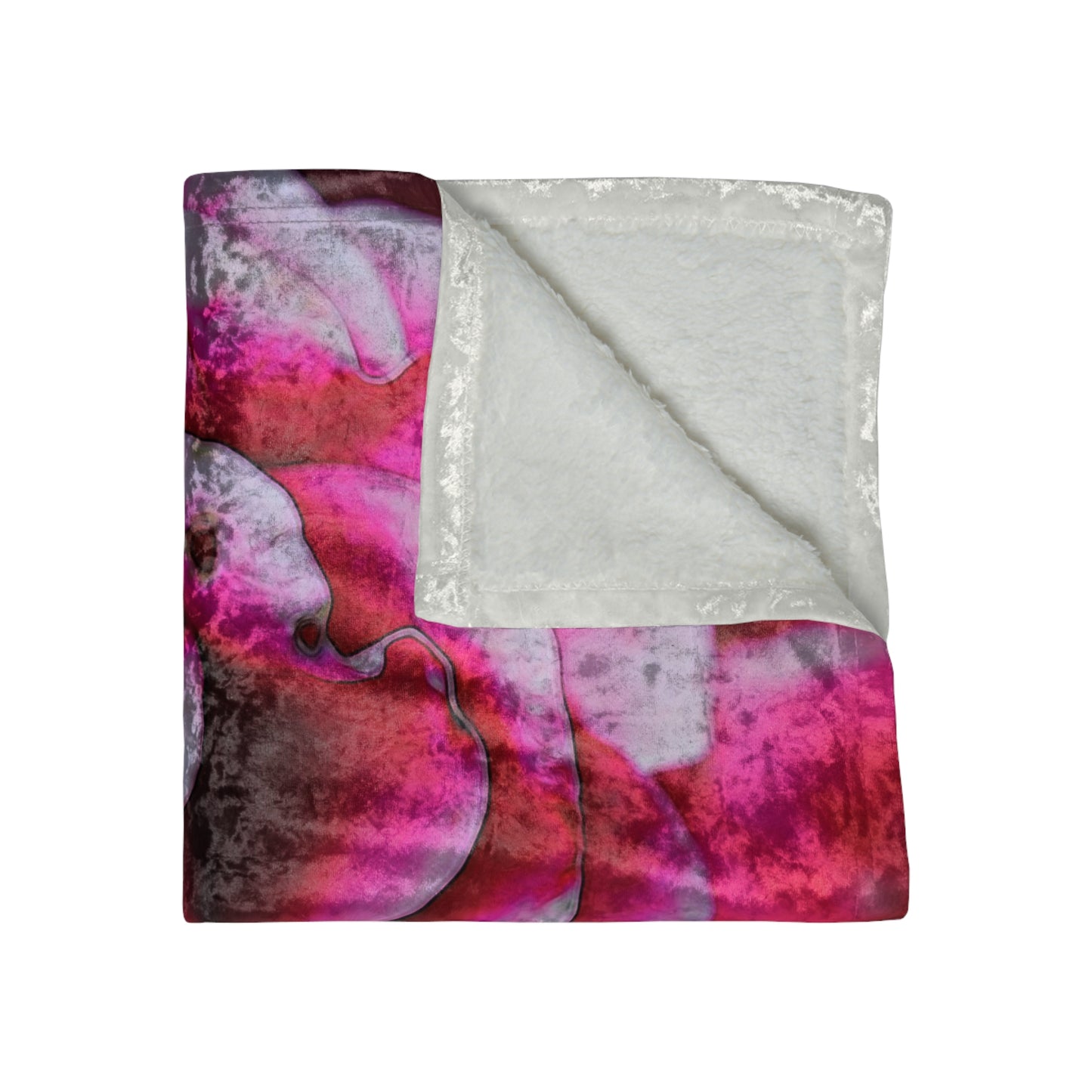 Dark Pink Flowers Crushed Velvet Blanket