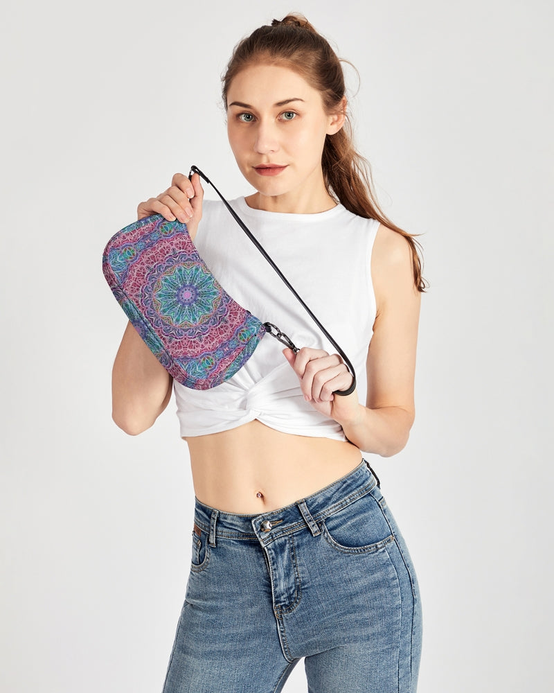 Blue Red Snowflake Kaleidoscope Petite Canvas Pouch