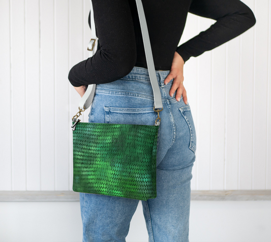 Green Dragon Scales Vegan Crossbody Purse