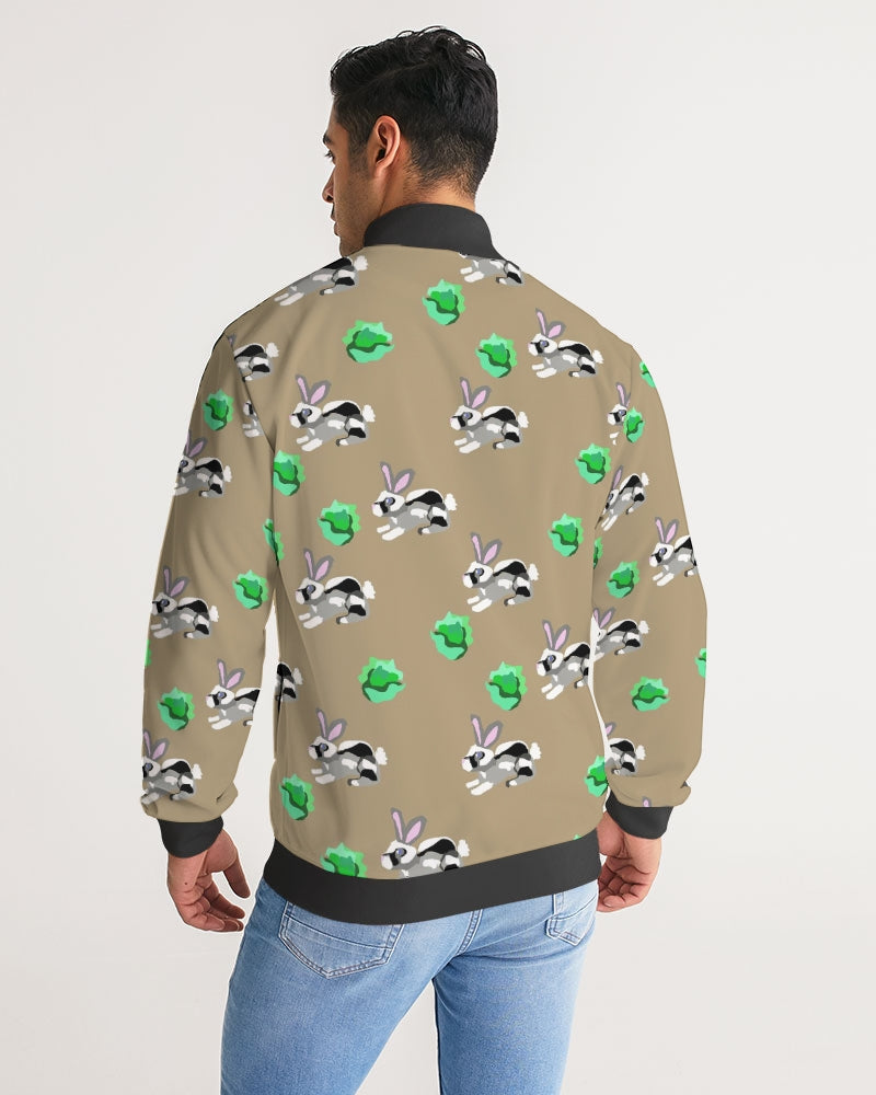 Bunnies Pattern Men's All-Over Print Stripe Sleeve Track Jacket