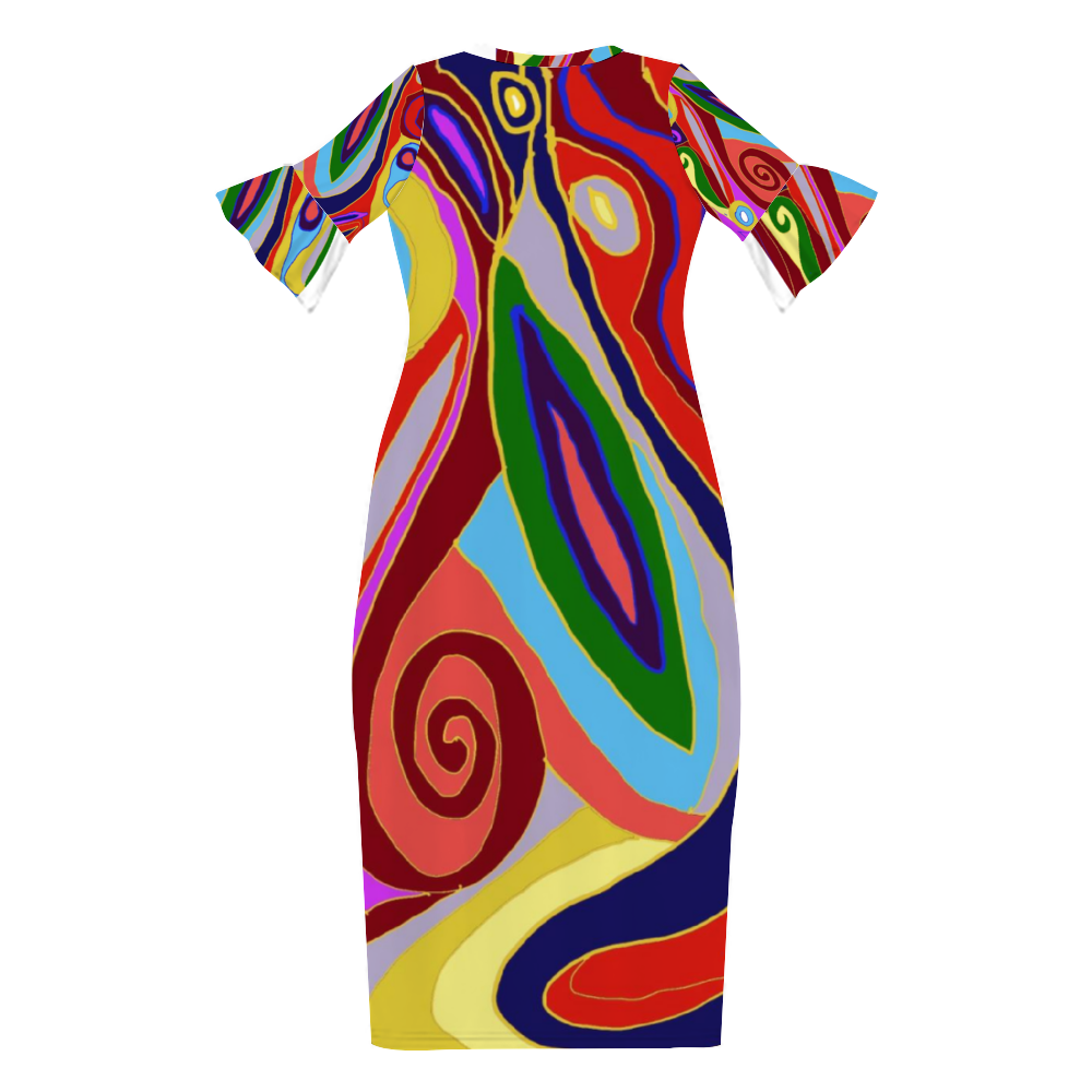 May Afternoon Custom Lotus Leaf Short Sleeve Long Dress Women's Summer Fashion Dress