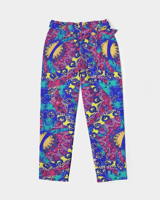 Caribbean Grafitti Women's All-Over Print Belted Tapered Pants