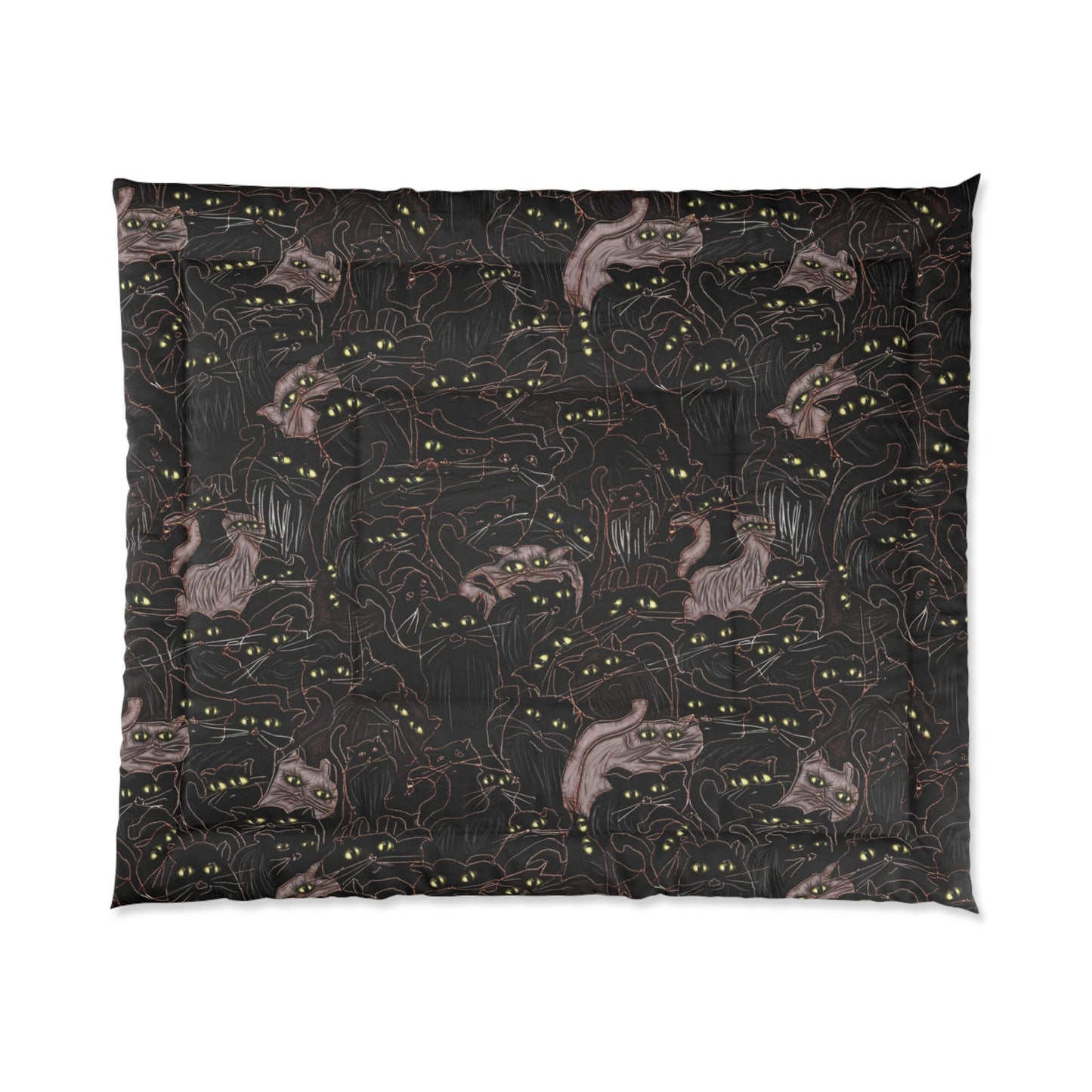 Comforter - Dark Cats Patterned