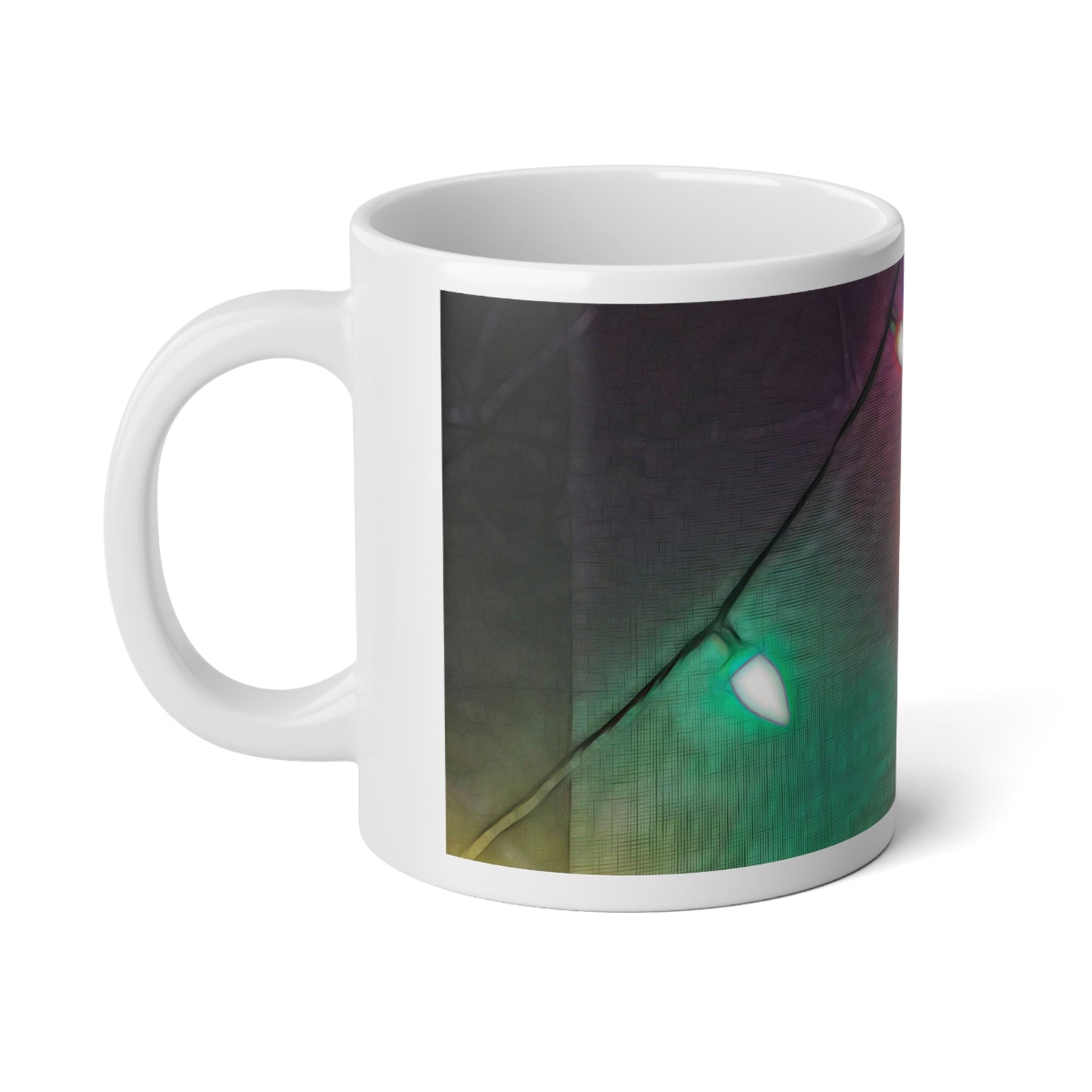 20oz Jumbo Mug — Colorful Holiday String Lights Coffee Cup