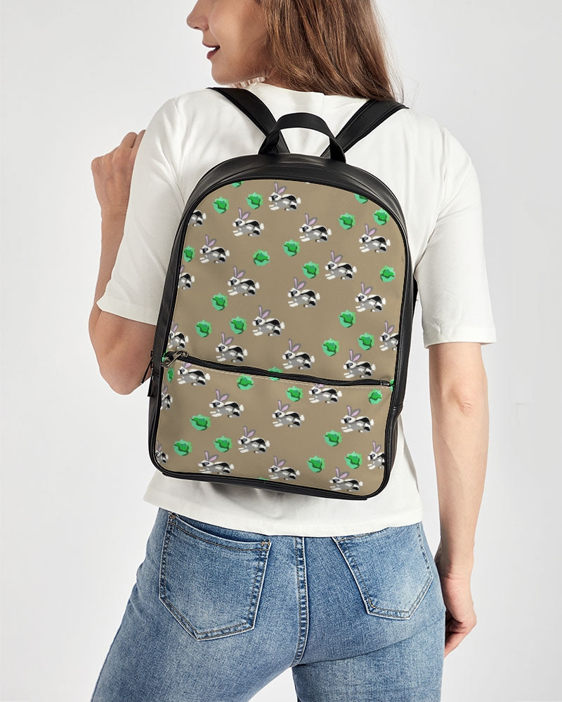 Bunnies Pattern Classic Faux Leather Backpack