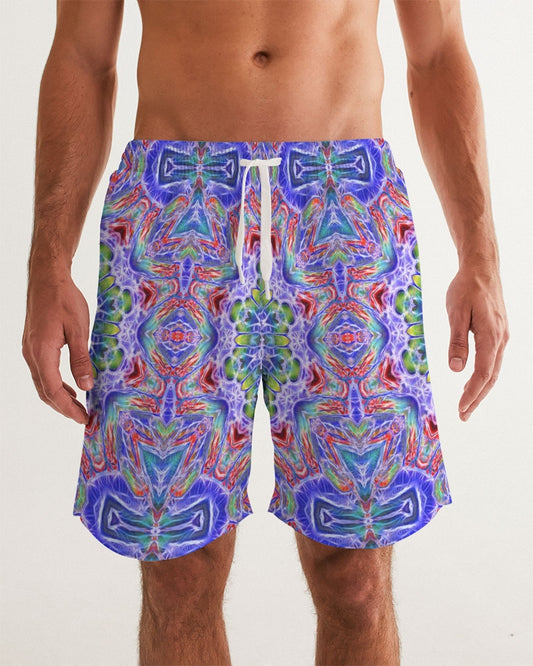 Blue Red Kaleidoscope Men's All-Over Print Swim Trunk