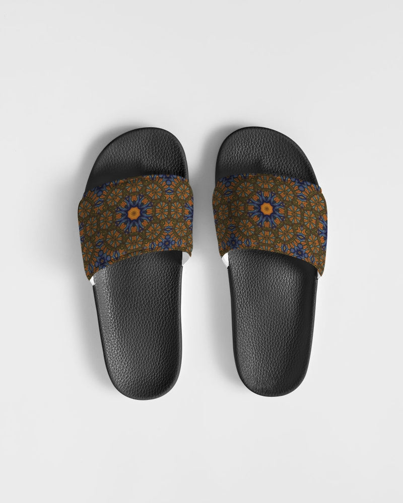 Blue and Yellow Sketch Kaleidoscope  Women's Slide Sandal