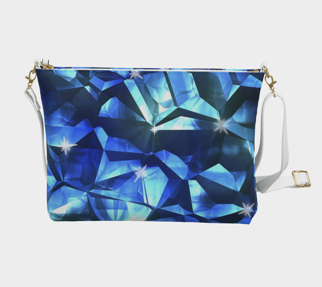 Blue Crystal Pattern Vegan Crossbody Purse