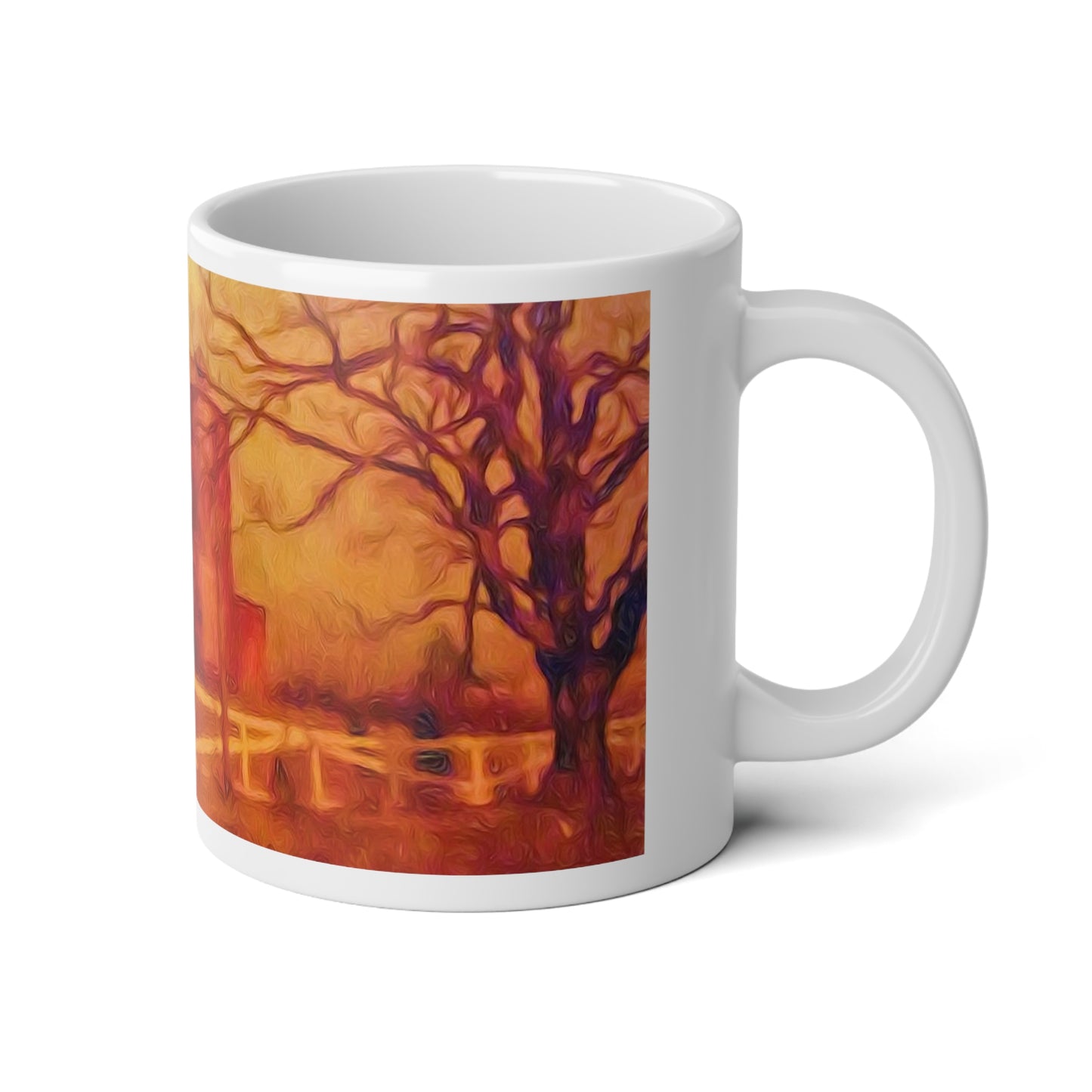 Barn Painting Jumbo Mug, Cozy Coffee Cup, Autumn Vibes, Farmhouse Decor, Large Ceramic Mug, Gift for Home