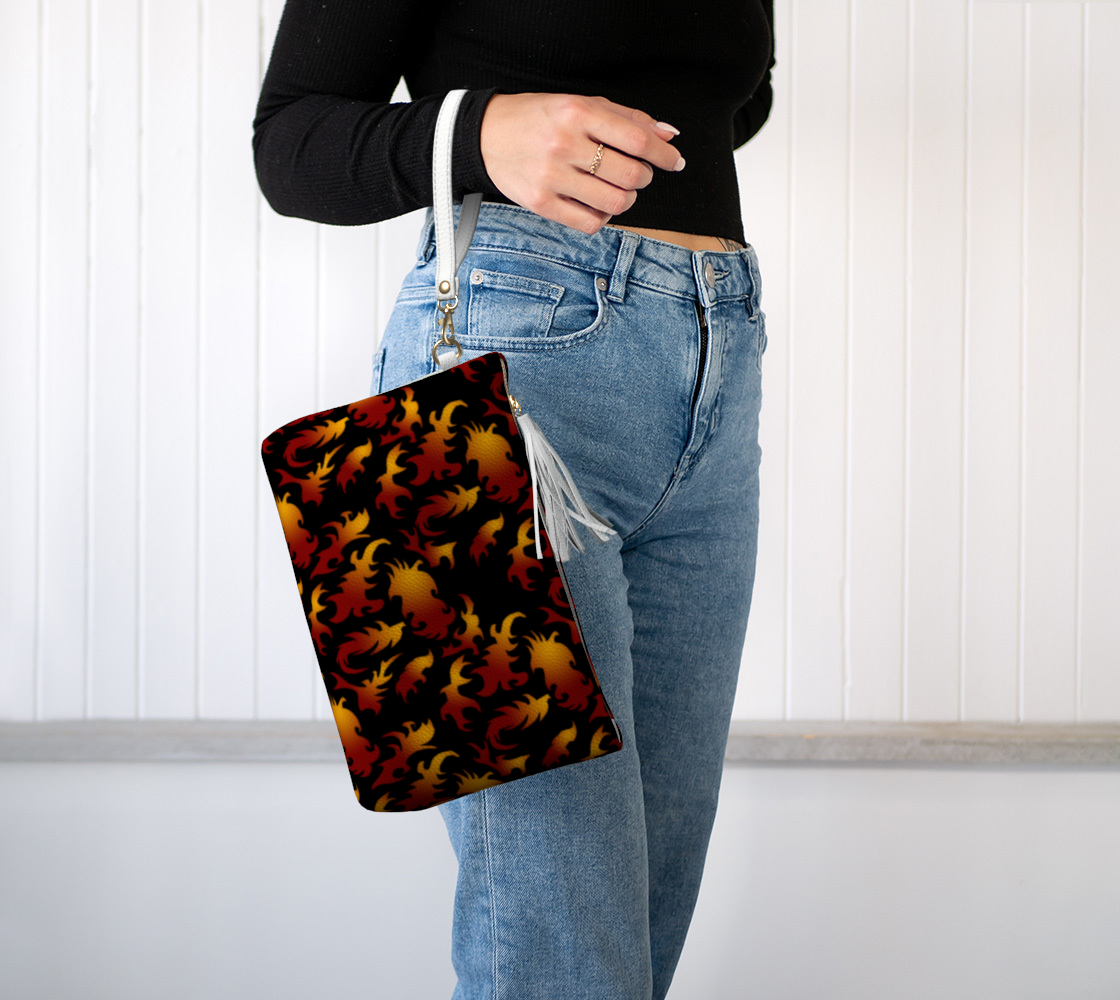 Abstract Flames Vegan Leather Makeup Bag