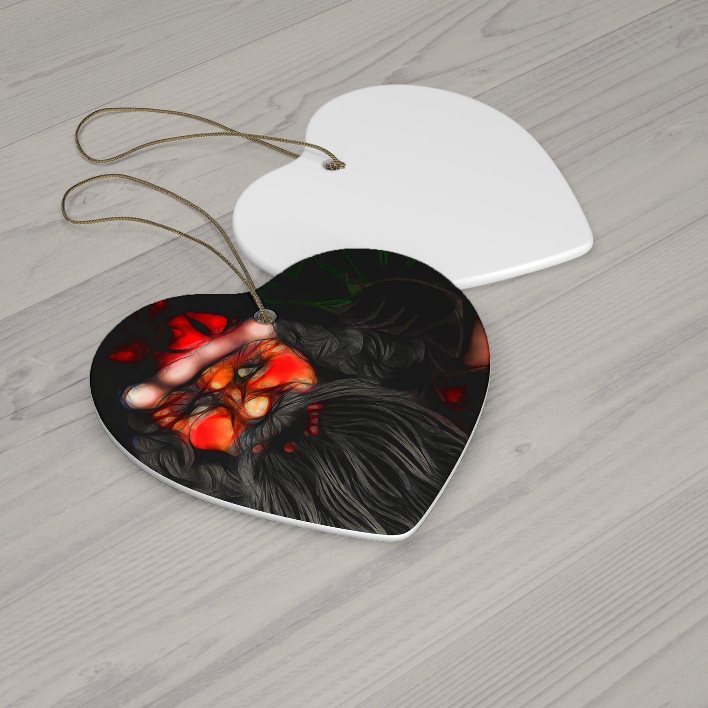 Star-Shaped Ceramic Ornament – Santa Holiday Decoration