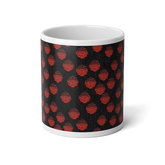 Red Glass Celtic Knot On Gray Jumbo Mug - 20oz Coffee Cup