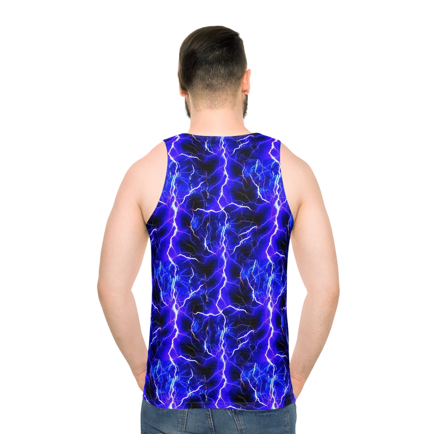 Blue Lightning Pattern Unisex Tank Top (AOP)