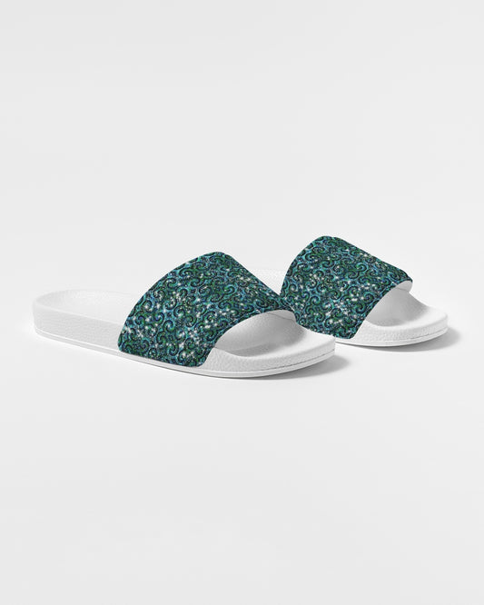Blue Ice Sparkle Swirl Women's Slide Sandal
