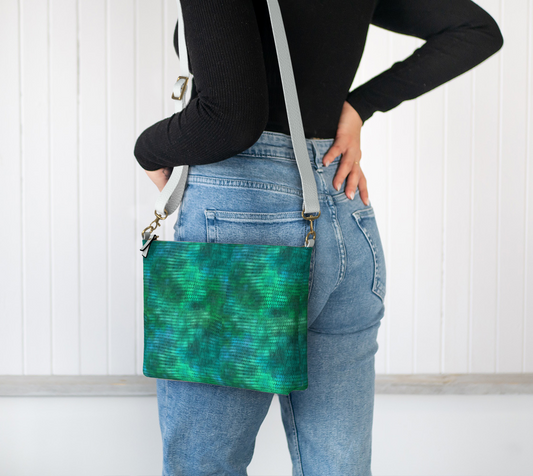 Blue Green Dragon Scales Vegan Crossbody Purse