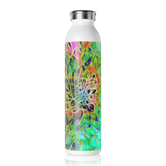 Vibrant Floral Slim Water Bottle, Eco-Friendly Drinkware, Outdoor Sports Bottle, Gift for Mom, Motivational Hydration
