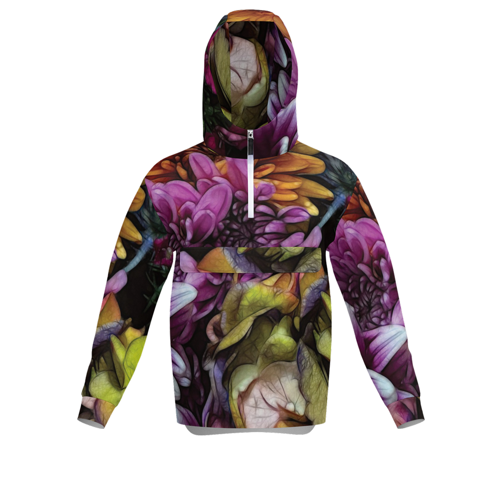 October Flowers 6 Unisex Fleece-Lined Quarter Zip Pocket Hoodie