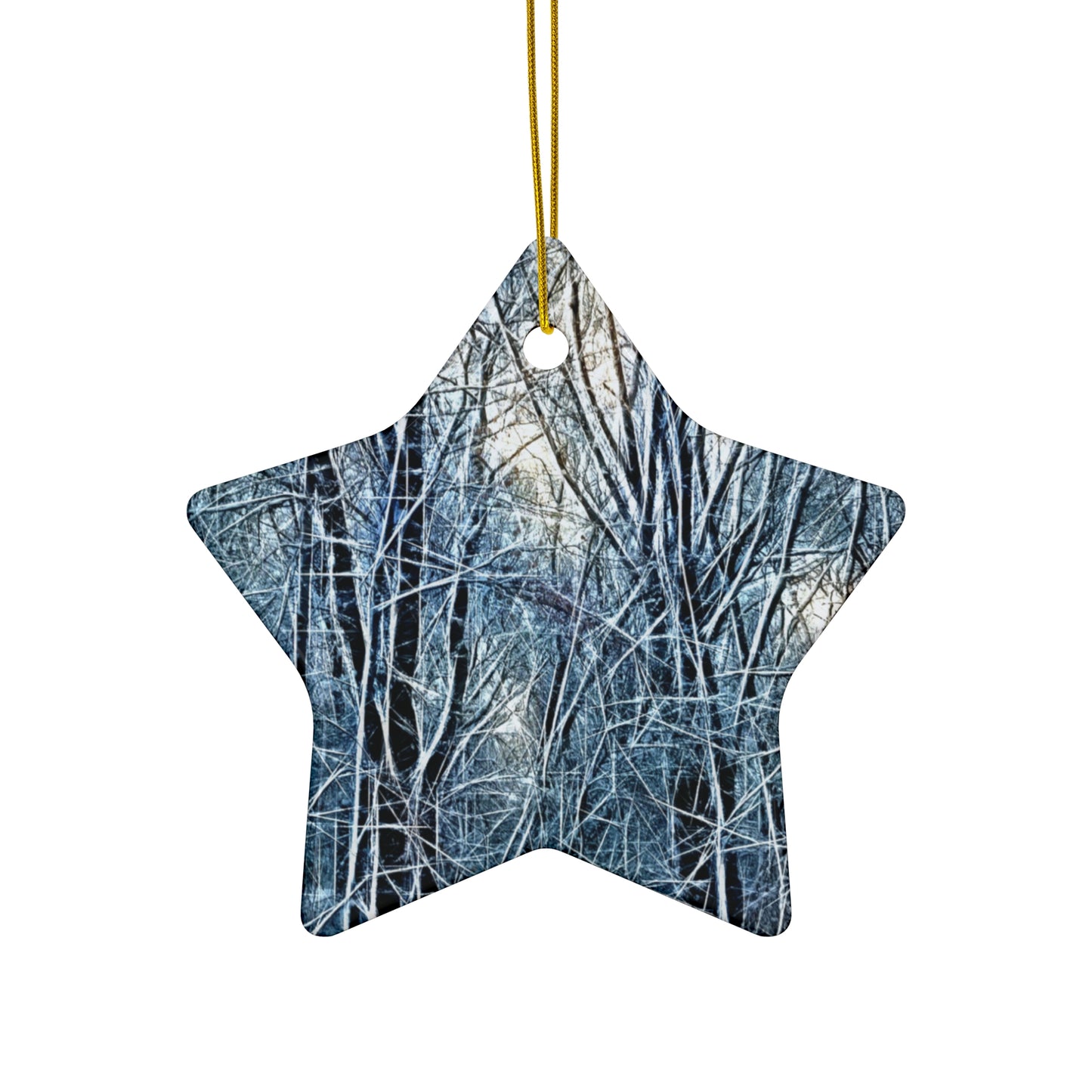 Winter Wonderland Ceramic Ornaments - Star Shaped Holiday Decor