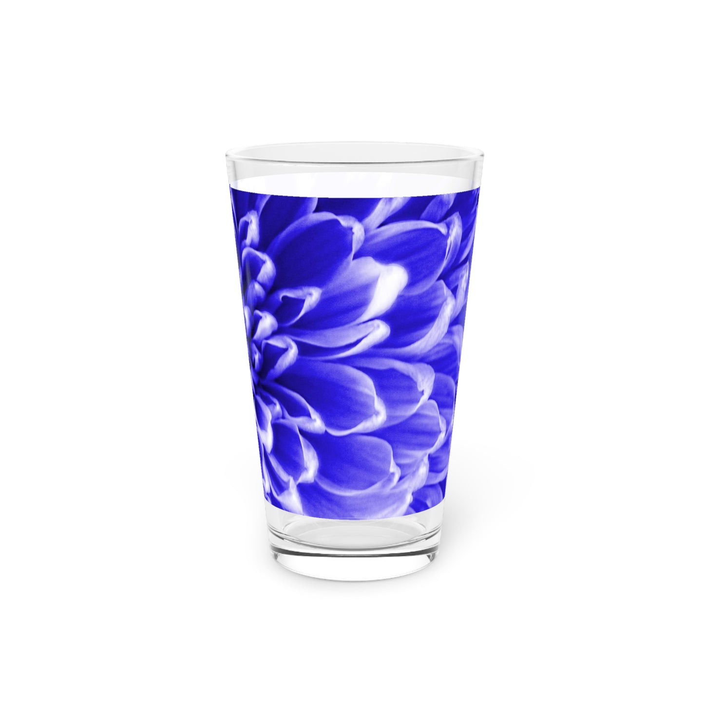 Blue Chrysanthemum Pint Glass, 16oz