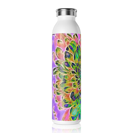 Vibrant Floral Slim Water Bottle, Eco-Friendly Drinkware, Outdoor Sports Bottle, Gift for Mom, Motivational Hydration