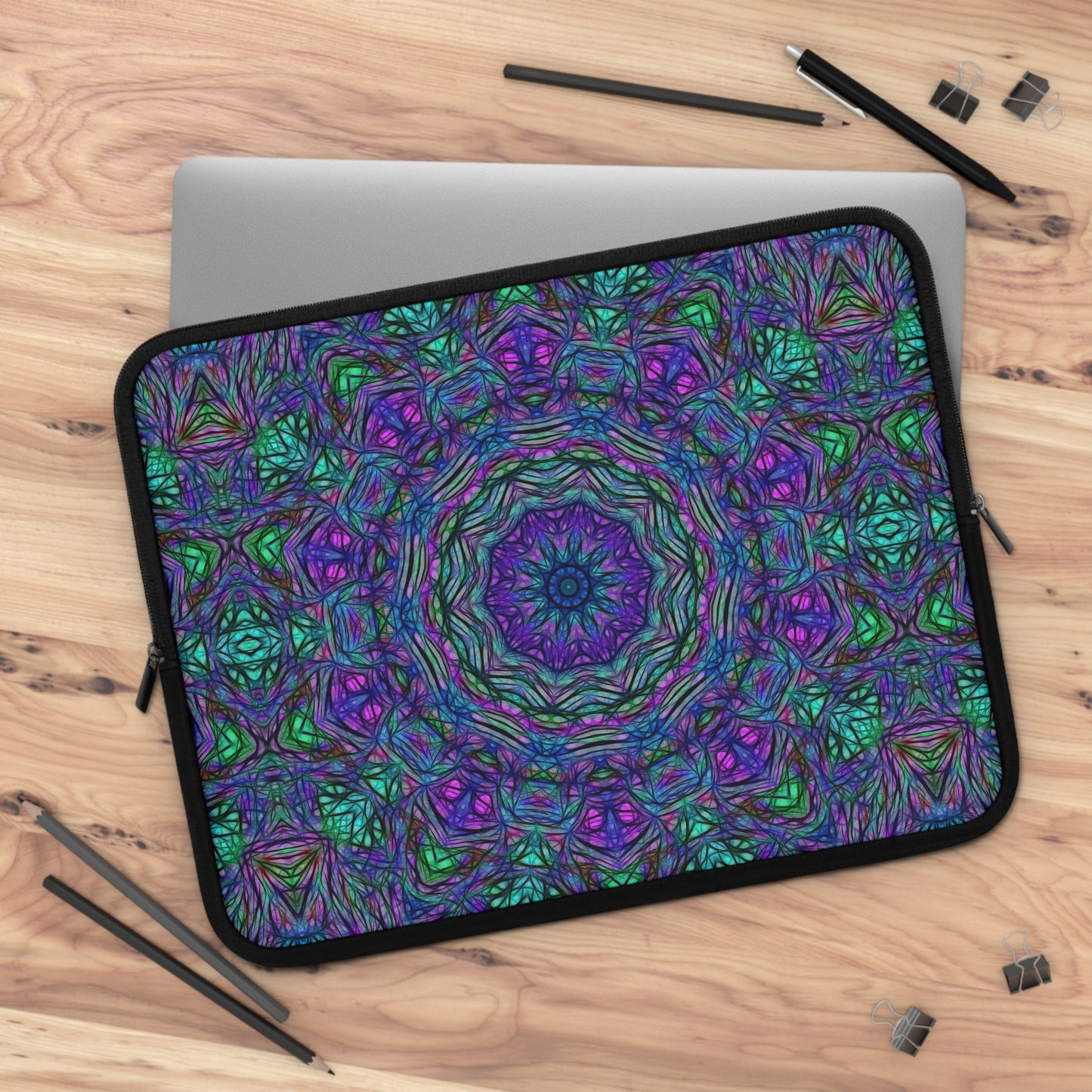 Blue Green Purple Kaleidoscope Laptop Sleeve