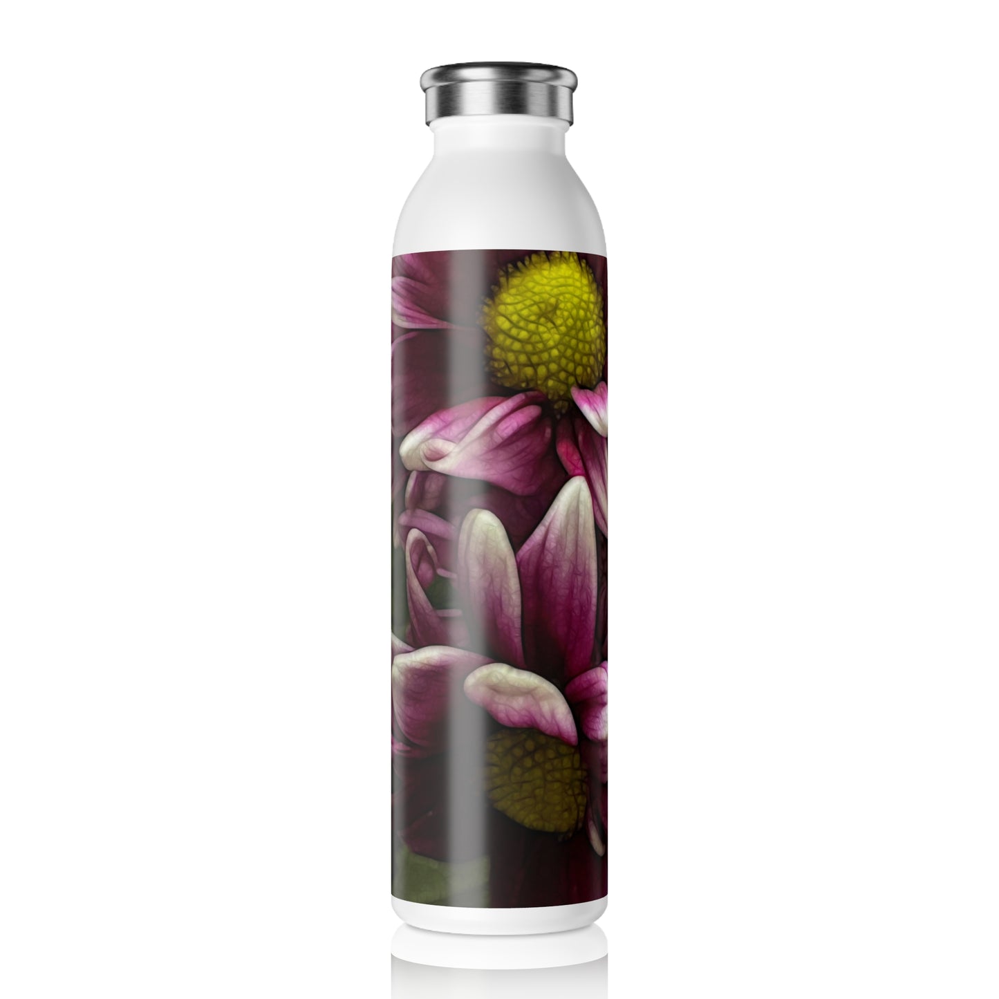 October Flowers 7 Slim Water Bottle - Elegant Floral Design for Hydration on the Go