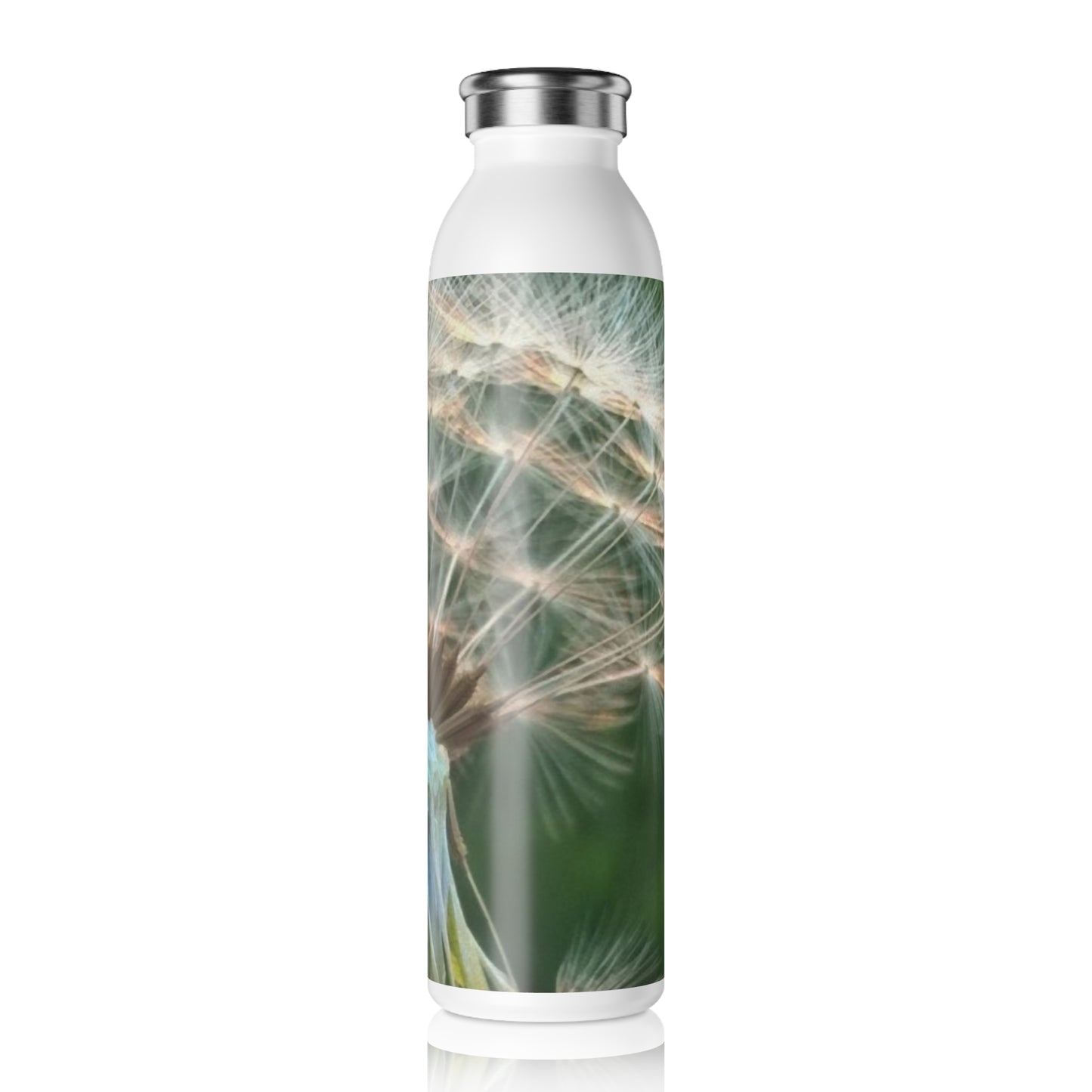 Dandelion Wish Slim Water Bottle, Eco-Friendly Hydration, Outdoor Adventure Flask, Gift for Nature Lovers, Sustainable Travel Bottle