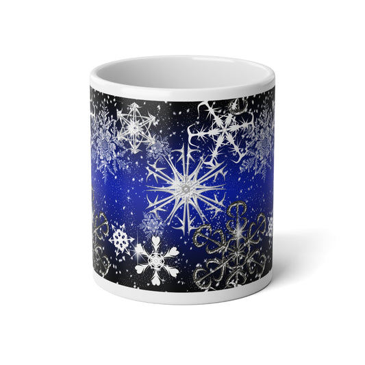 20oz Jumbo Mug — Blue Night Snowflake Winter Coffee Cup