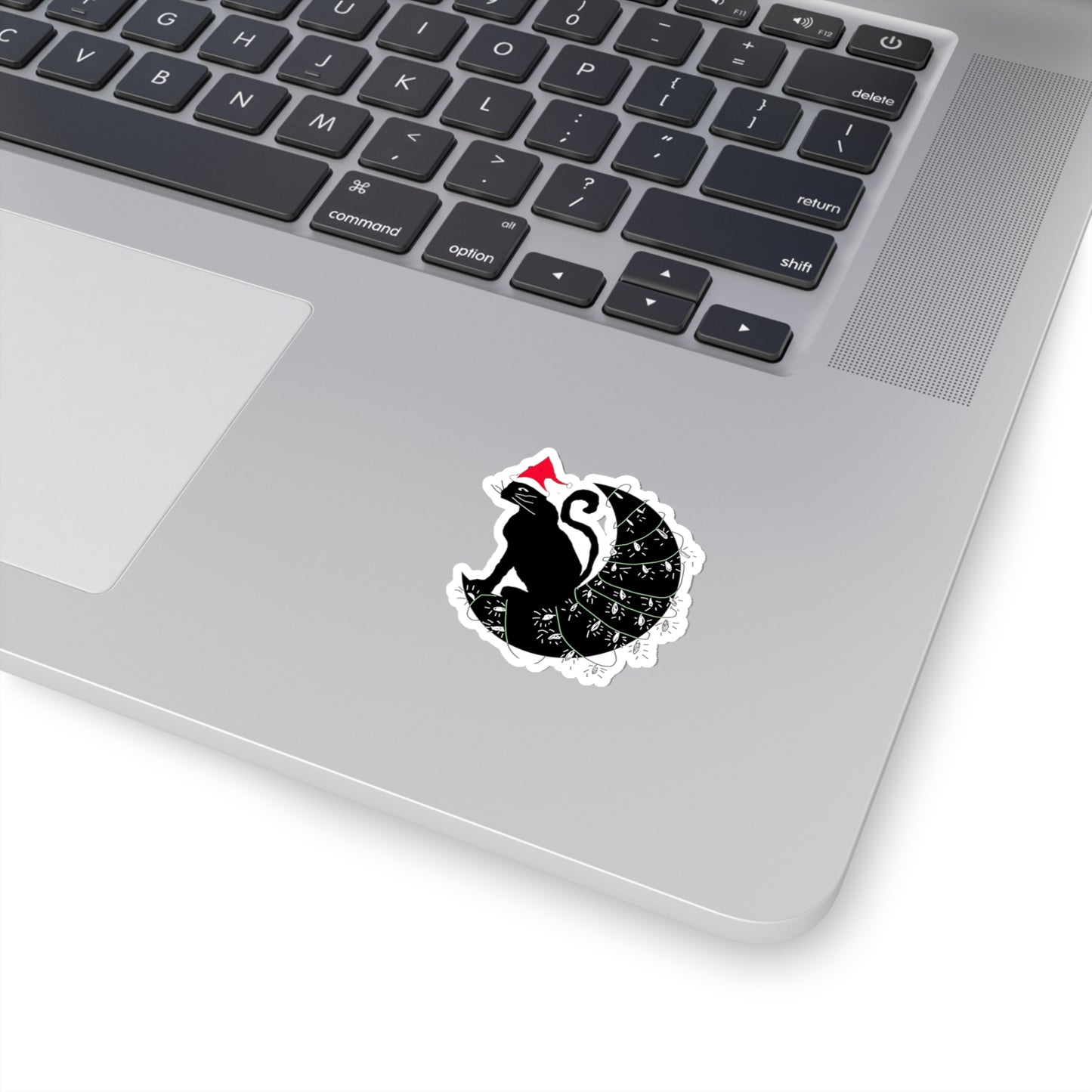 Christmas Cat on The Moon Kiss-Cut Stickers