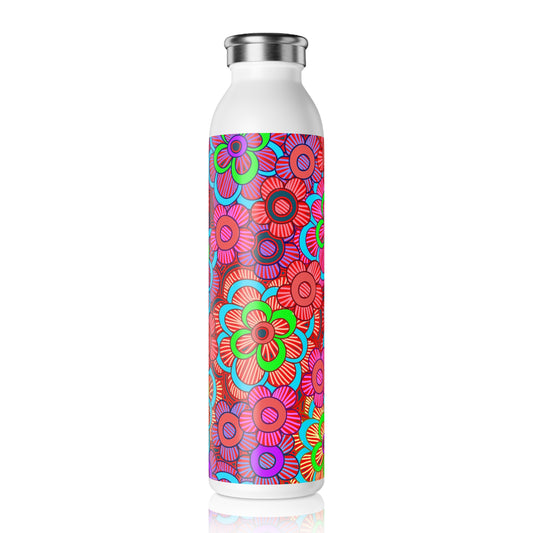 Slim Water Bottle — Colorful Retro Floral Stainless Steel Bottle