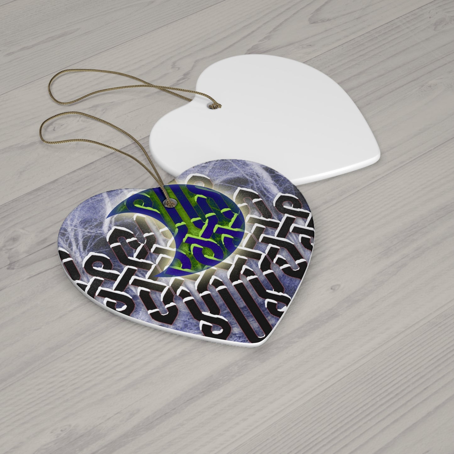 Celtic Moon Ceramic Star Ornament — Knotwork Holiday Decoration