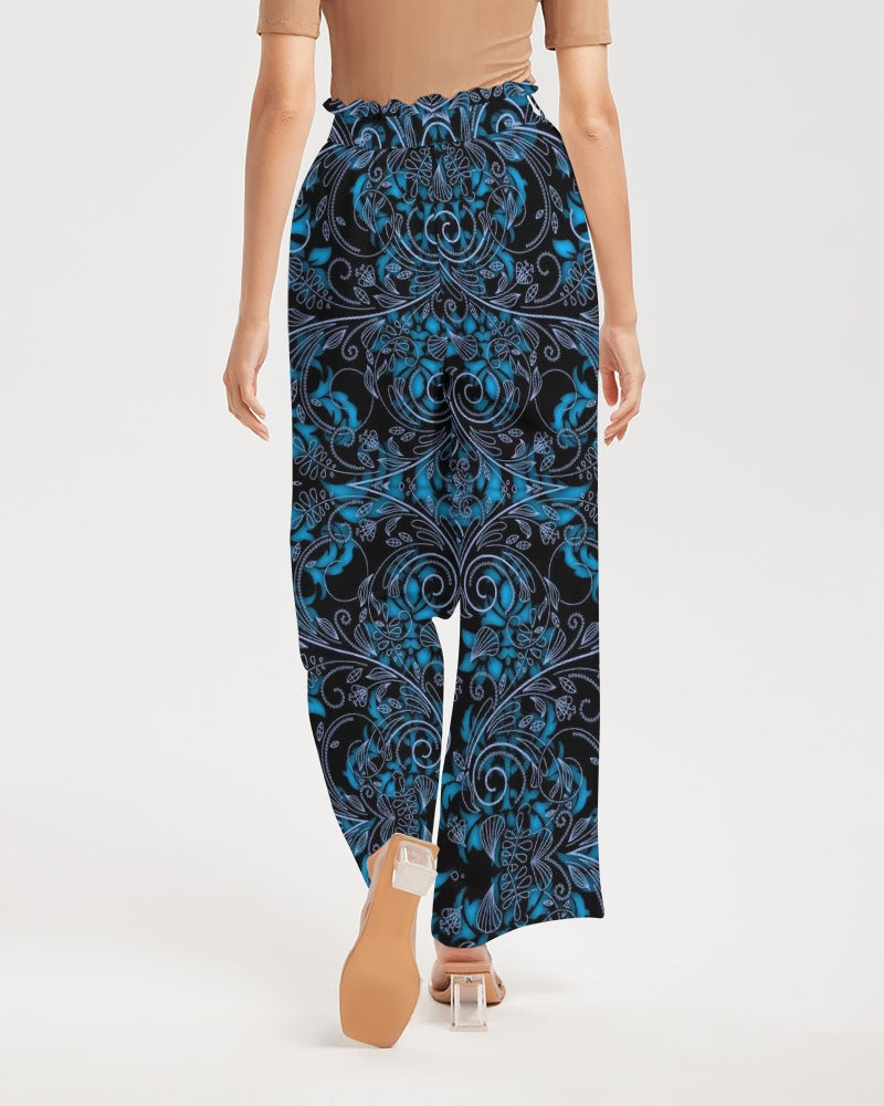 Blue Vines and Lace Women's All-Over Print High-Rise Wide Leg Pants