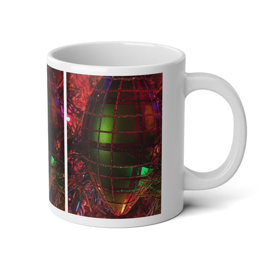 Plaid Christmas Ornament Jumbo Mug — 20oz Festive Green & Red Holiday Mug