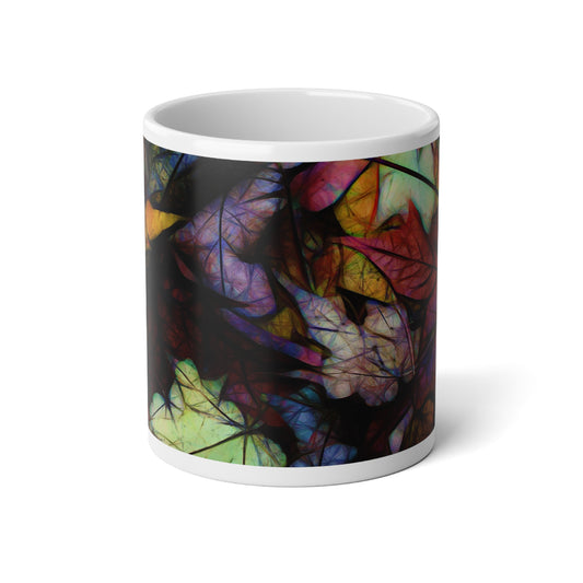 Fall Leaves Abstract Jumbo Mug, 20oz – Perfect for Tea, Coffee Lovers | Fall Decor, Unique Gift for Plant Parents, Cozy Home