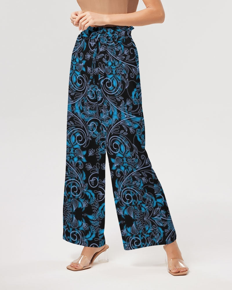 Blue Vines and Lace Women's All-Over Print High-Rise Wide Leg Pants
