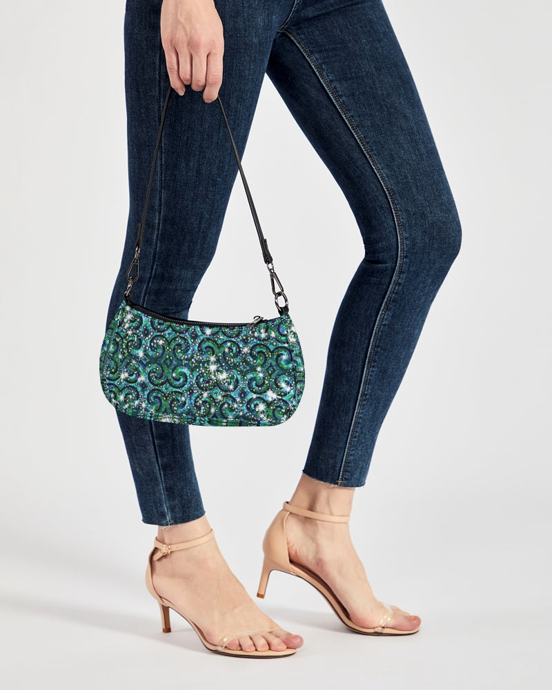 Blue Ice Sparkle Swirl Petite Canvas Pouch