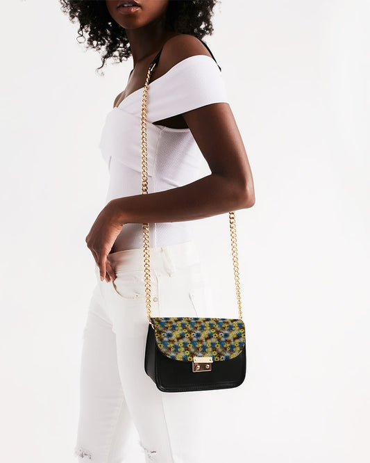 Blue and Yellow Glowing Daisies Small Shoulder Bag