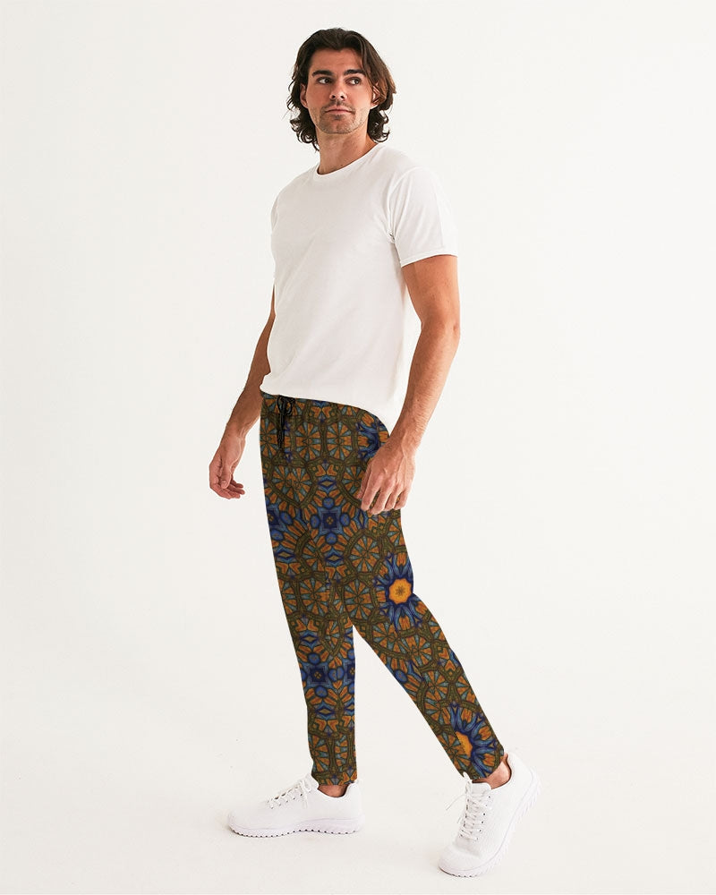 Blue and Yellow Sketch Kaleidoscope  Men's All-Over Print Joggers