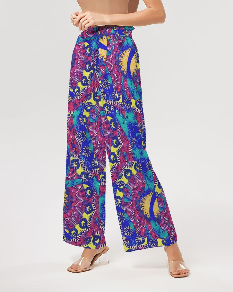 Caribbean Grafitti Women's All-Over Print High-Rise Wide Leg Pants