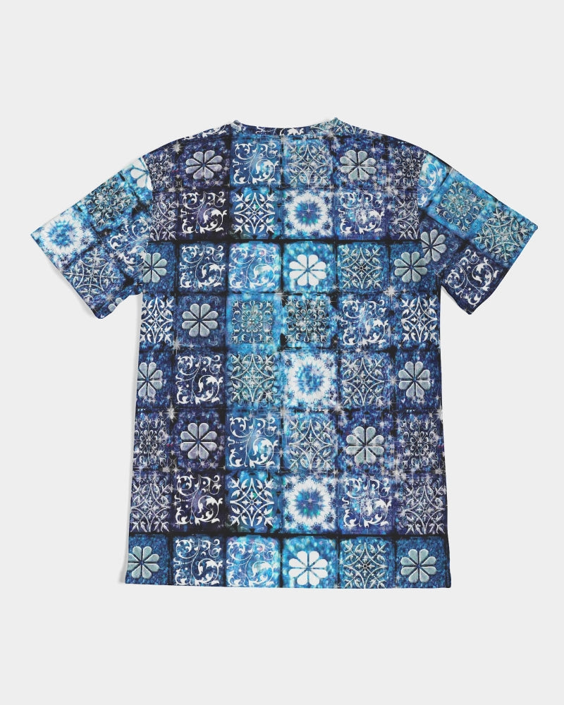 Blue Ice Crystals Motif Men's All-Over Print Tee