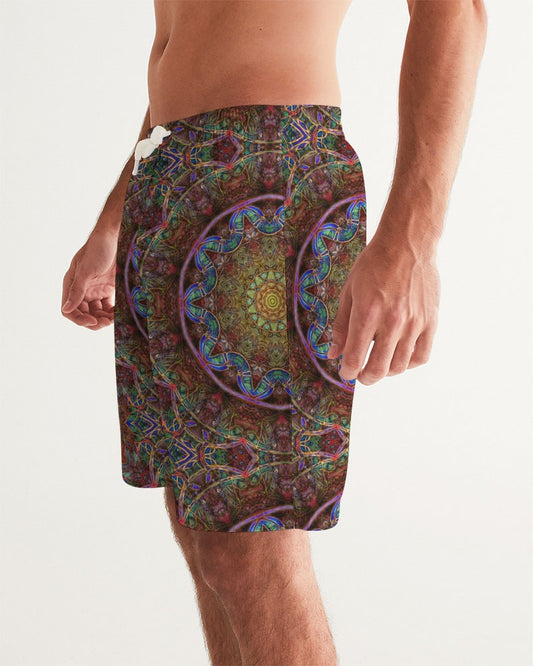 Blue Pink Windy Kaleidoscope Men's All-Over Print Swim Trunk