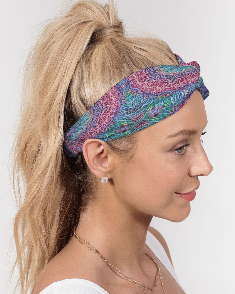 Blue Red Snowflake Kaleidoscope Twist Knot Headband Set