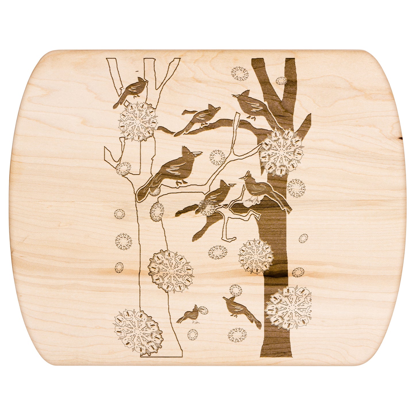 Cardinals In The Winter Snow Oval Cutting Board